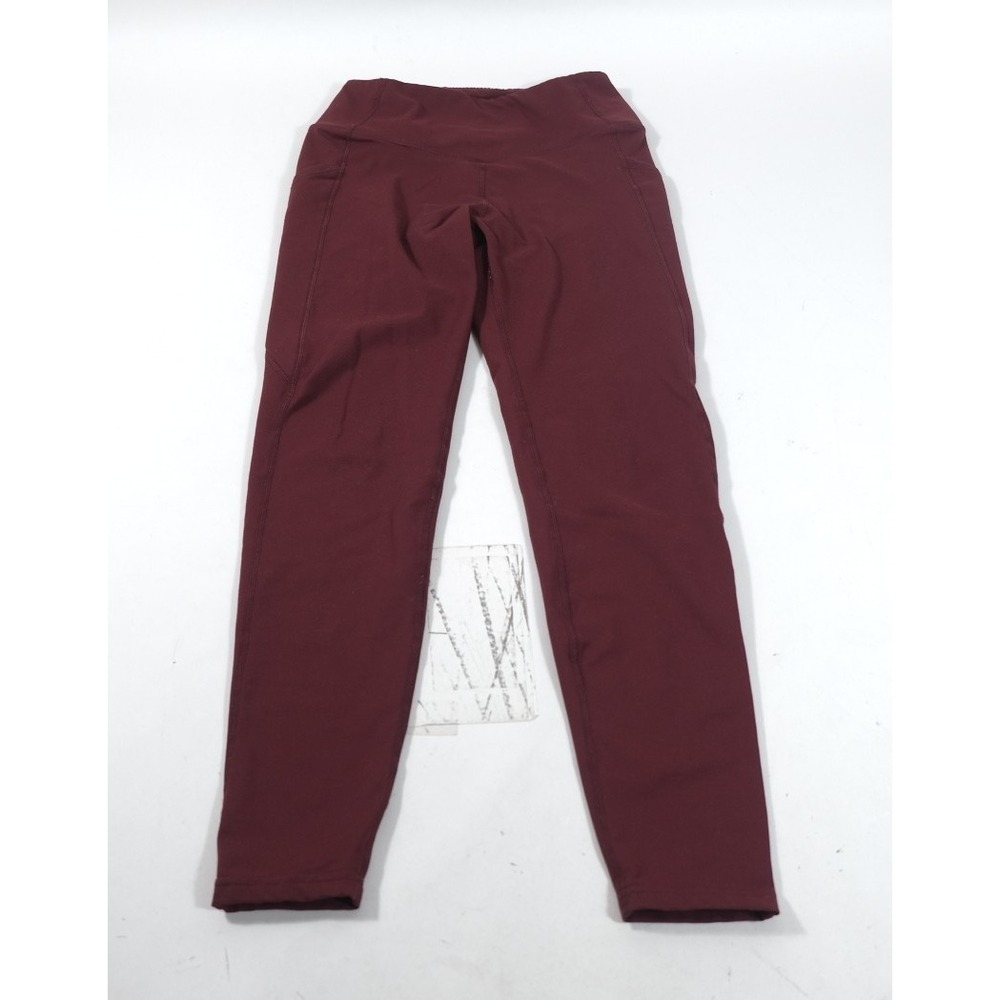 Baleaf Leggings Women XS Burgundy Fleece Lined High Waist Pockets Yoga Pants